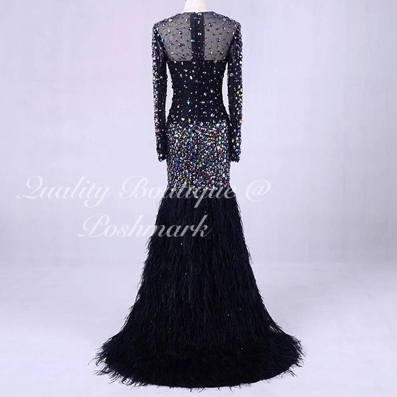 Gothic Queen Bridal Feather Rhinestone Gown,2-22W - Picture 5 of 8